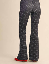 Kimberly C - Polka Dot Flare Pants with Lace Trim