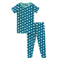 Kickee - Kids' Bamboo Print Short Sleeve Pajama Set