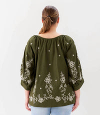 Karen Kane - Embroidered Blouson Sleeve Top