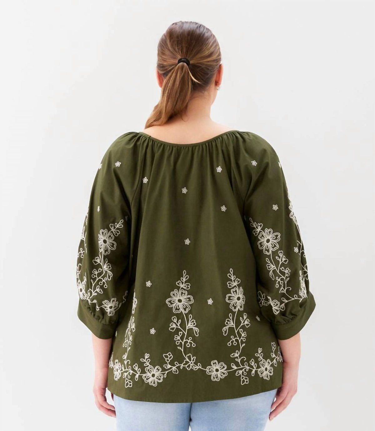 Karen Kane - Embroidered Blouson Sleeve Top