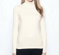PICADILLY Long Sleeve Turtle Neck Top in off white - women's long sleeve top