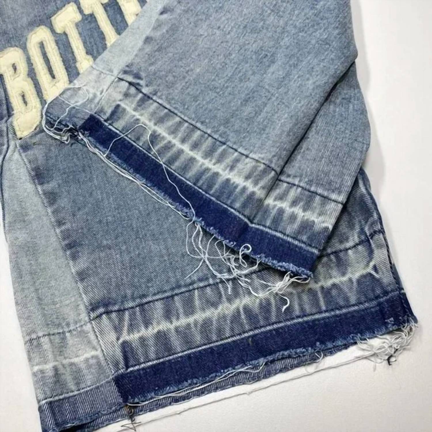 Bottega Desires - Men's Embroidered Appliqué & Frayed Denim Shorts