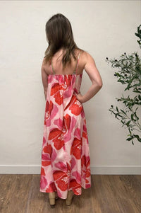 Shop Sevenday - Floral Print Strap Linen Maxi Dress