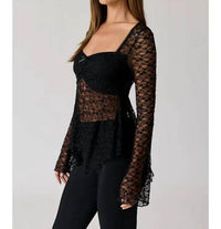PAPERMOON Juliette Lace Top in black - women's long sleeve top - alternate view