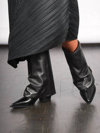 Halmanera Women's Foldover Lug Sole Boot in black - women's shoe - alternate view