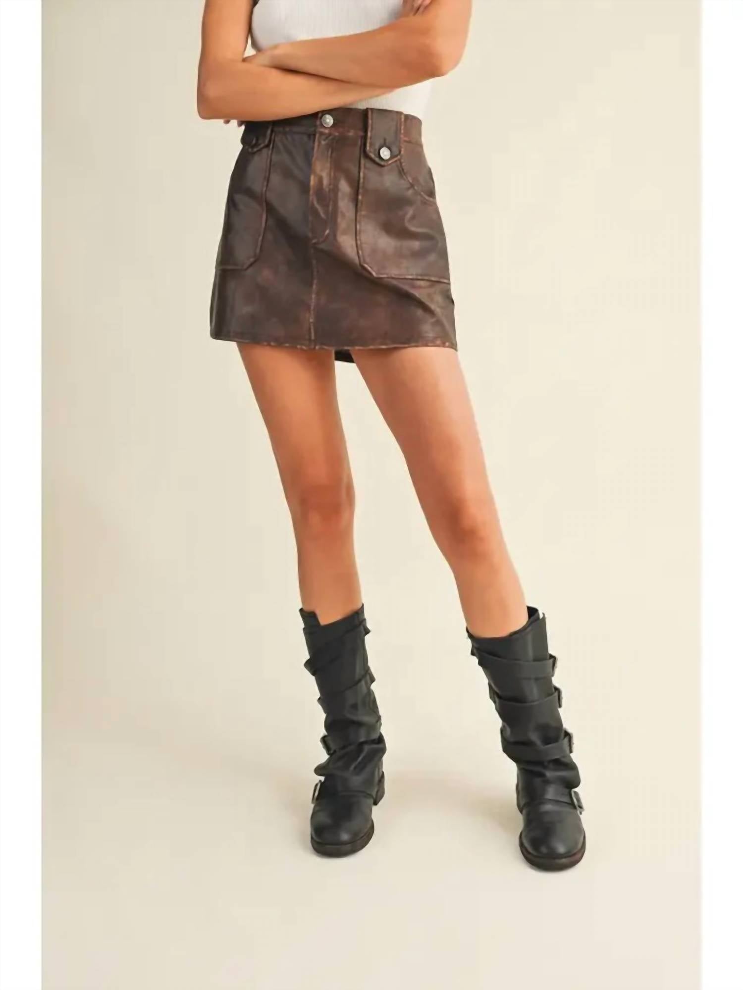 Mustard Seed Aspen Mini Skirt in rustic brown - women's skirt - alternate view