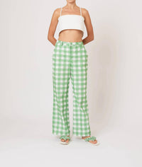 Rosie Assoulin - Easy Does It Picnic Embroidered Gingham Pant