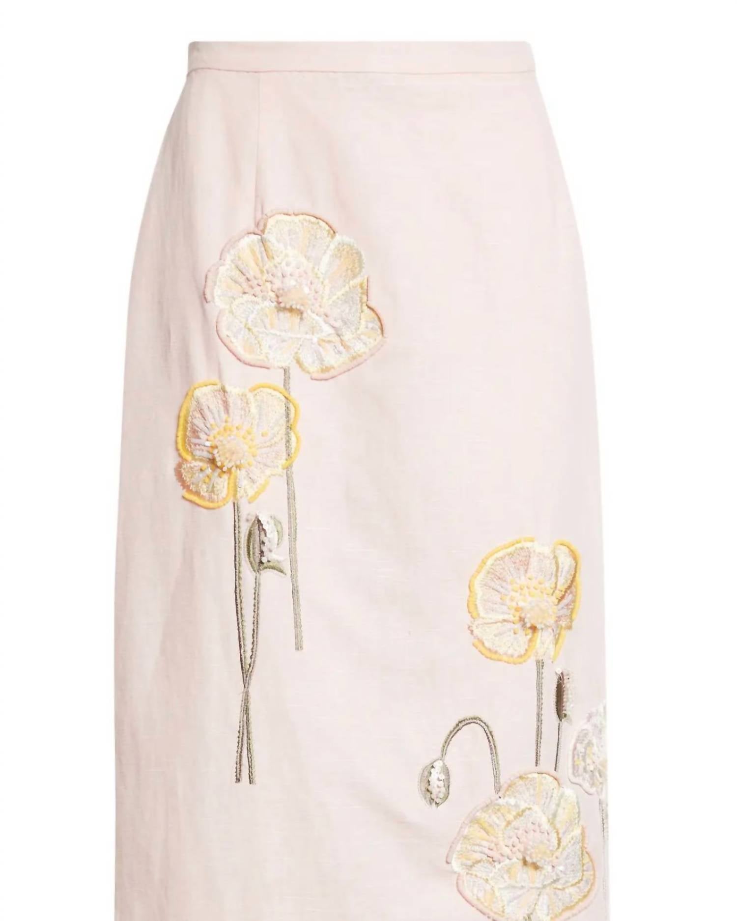 Bernadette - Women's Norma Embroidered Poppies Skirt