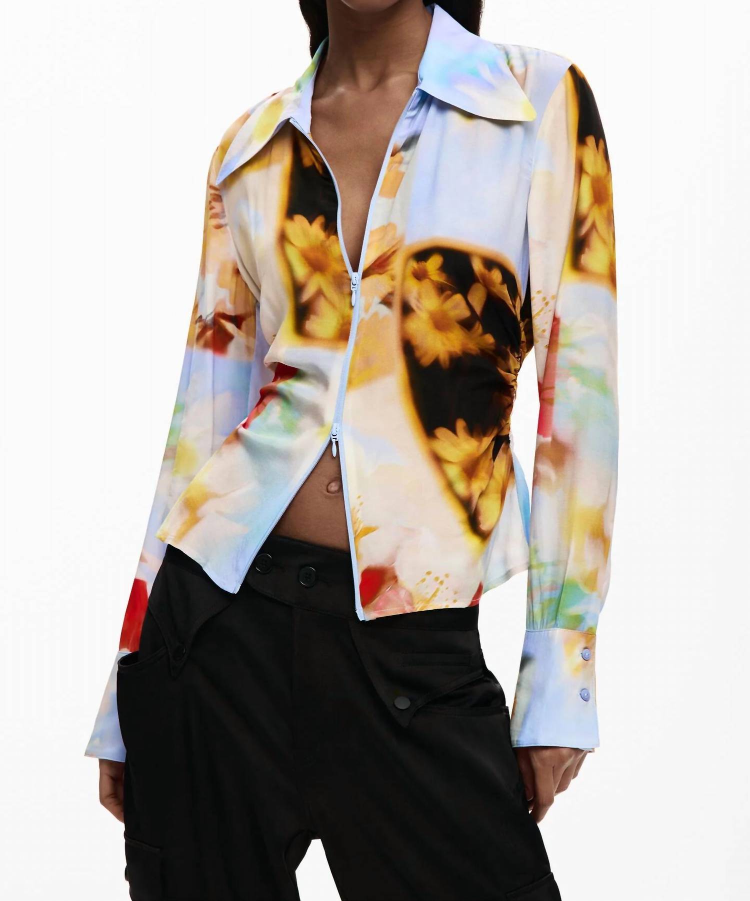 Desigual - Butt Draped Abstract Floral Blouse