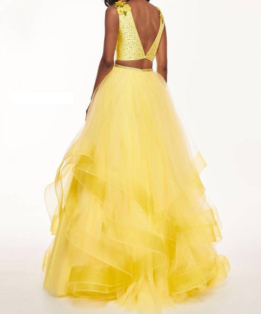 Rachel Allan - Two-piece Embellished Tulle Gown