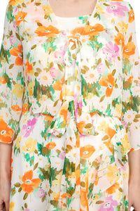 Maison Tara - Floral Midi Dress With Matching Chiffon Jacket Set