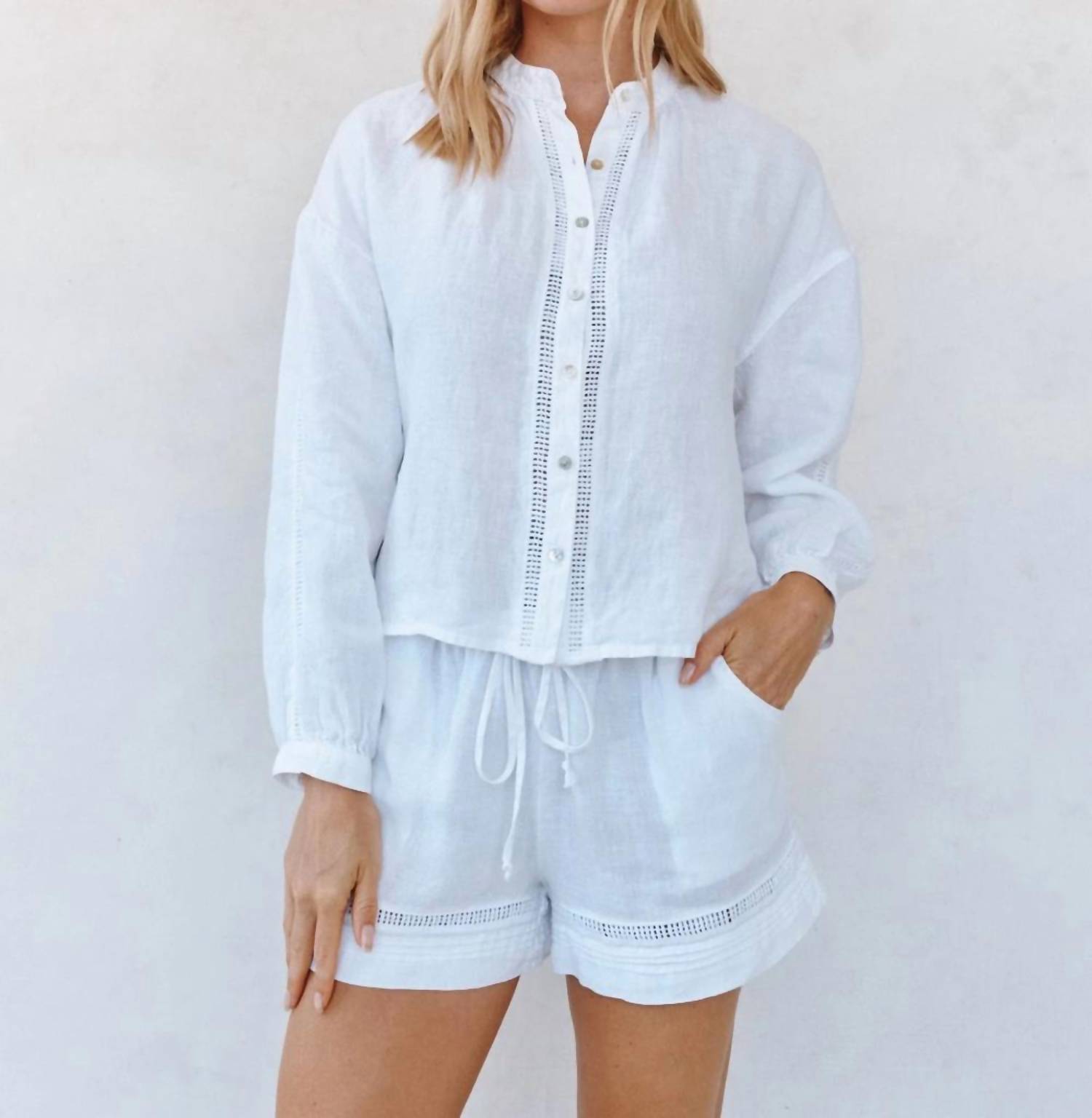 Bella Dahl - Mandarin Collar Trimmed Button Down