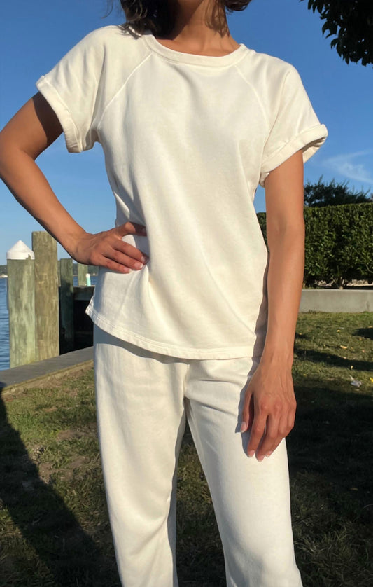 Bobi - Boatneck Roll Sleeve Raglan Top