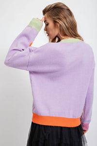 Easel - Daisy Patterned Knit Sweater Top
