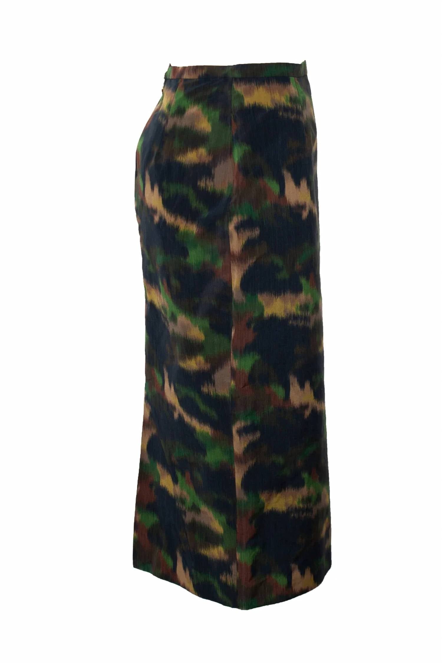 Rochas - Pre-loved Women's Paris Camouflage Printed Midi Skirt