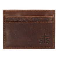STS Ranchwear Men's Croc Card Wallet in brown - men's bag