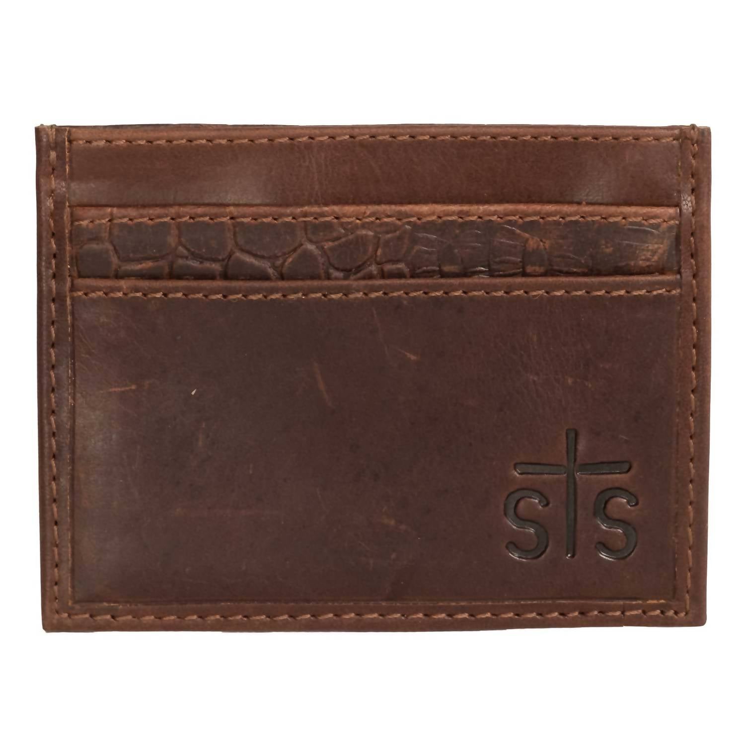 STS Ranchwear Men's Croc Card Wallet in brown - men's bag