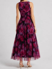 Hutch - Eliana Floral Pleated Tulle Gown Maxi Dress