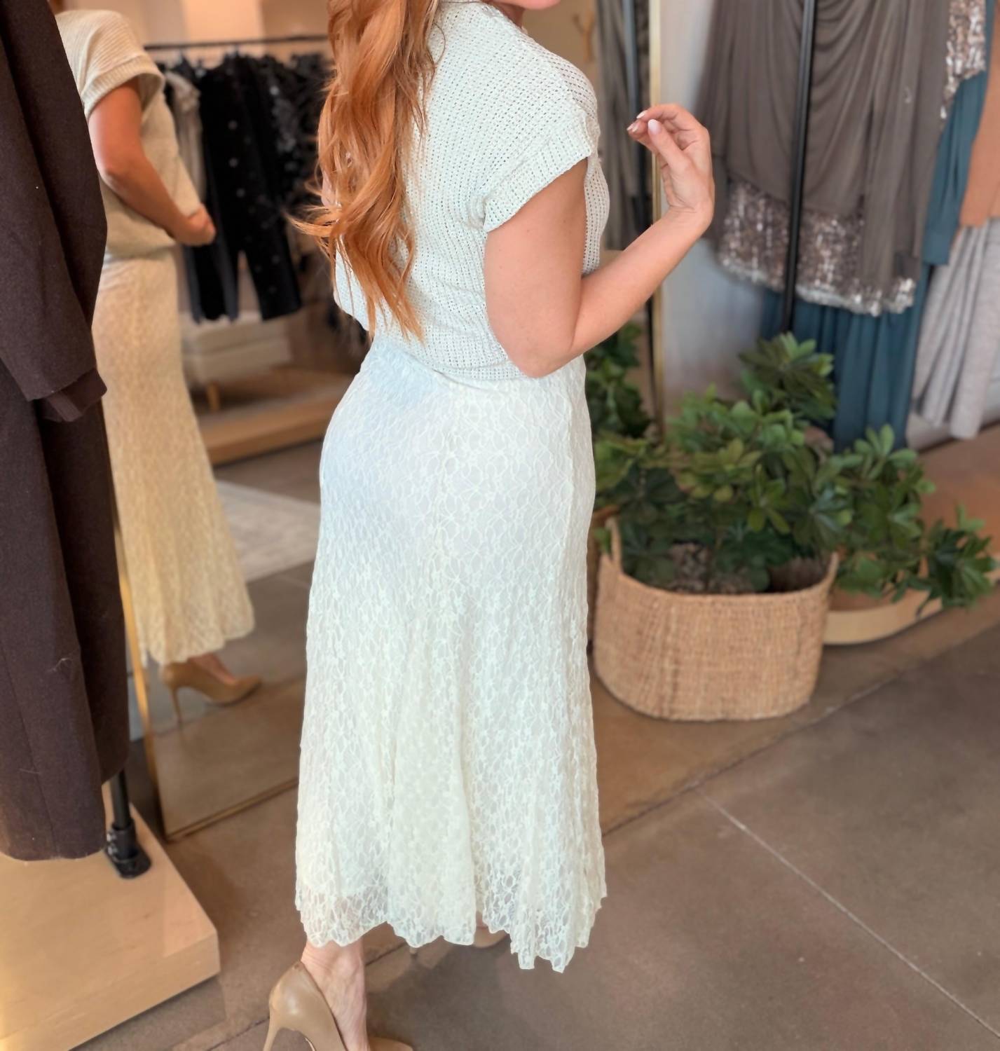 Sunday Edition Lace Maxi Skirt in cream - women's skirt - alternate view