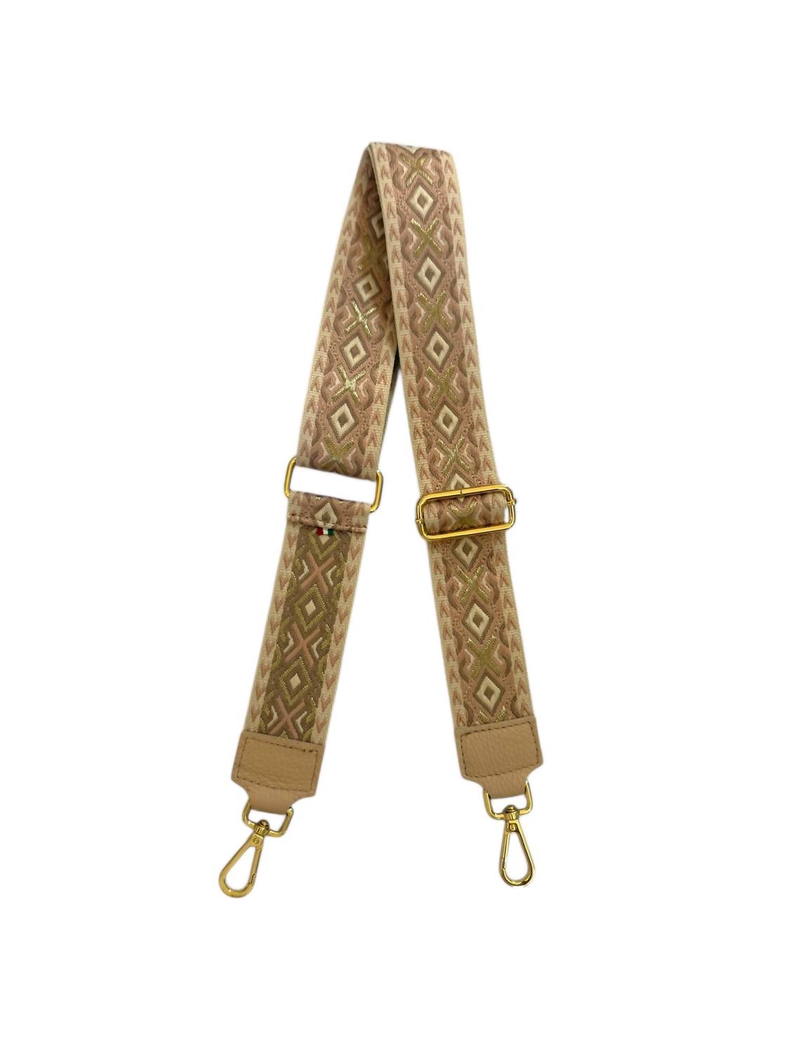 Made in Italy Women's Woven Guitar Style Bag Strap in italy women s woven guitar style bag strap in blush pink gold - women's item