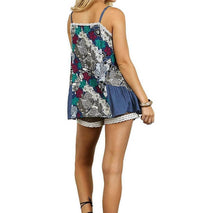 Umgee - Floral Spaghetti Strap Lace Tank Top