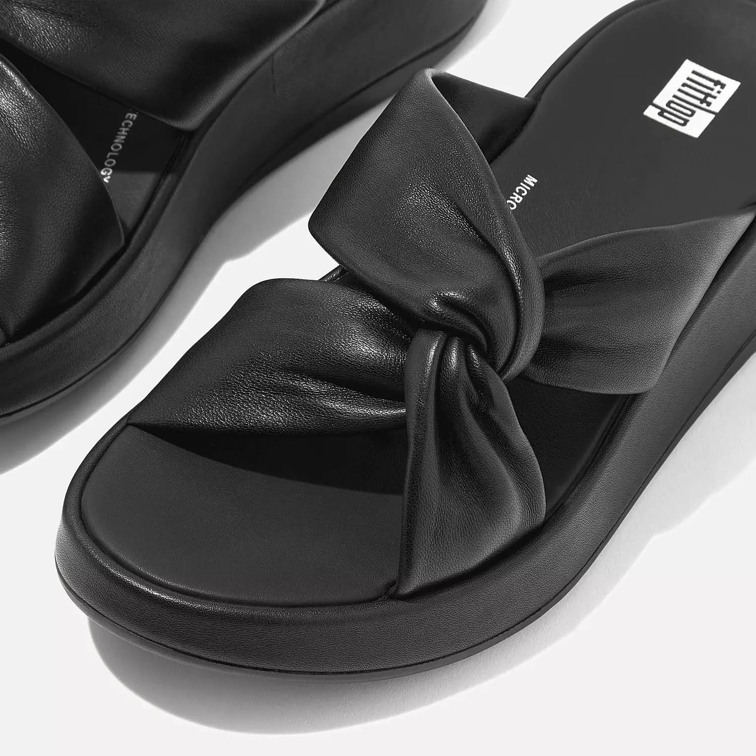 Fitflop - Women's Leather-twist Flatform Slide Sandal