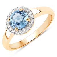 Diana M Jewels Women's Round Natural Blue Sapphire Fashion Ring (1.03 Ct) - Petite in 14k yellow gold - women's jewelry