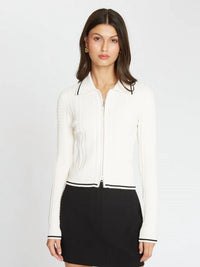 Autumn Cashmere - Cable Zip Front Collared Cardigan