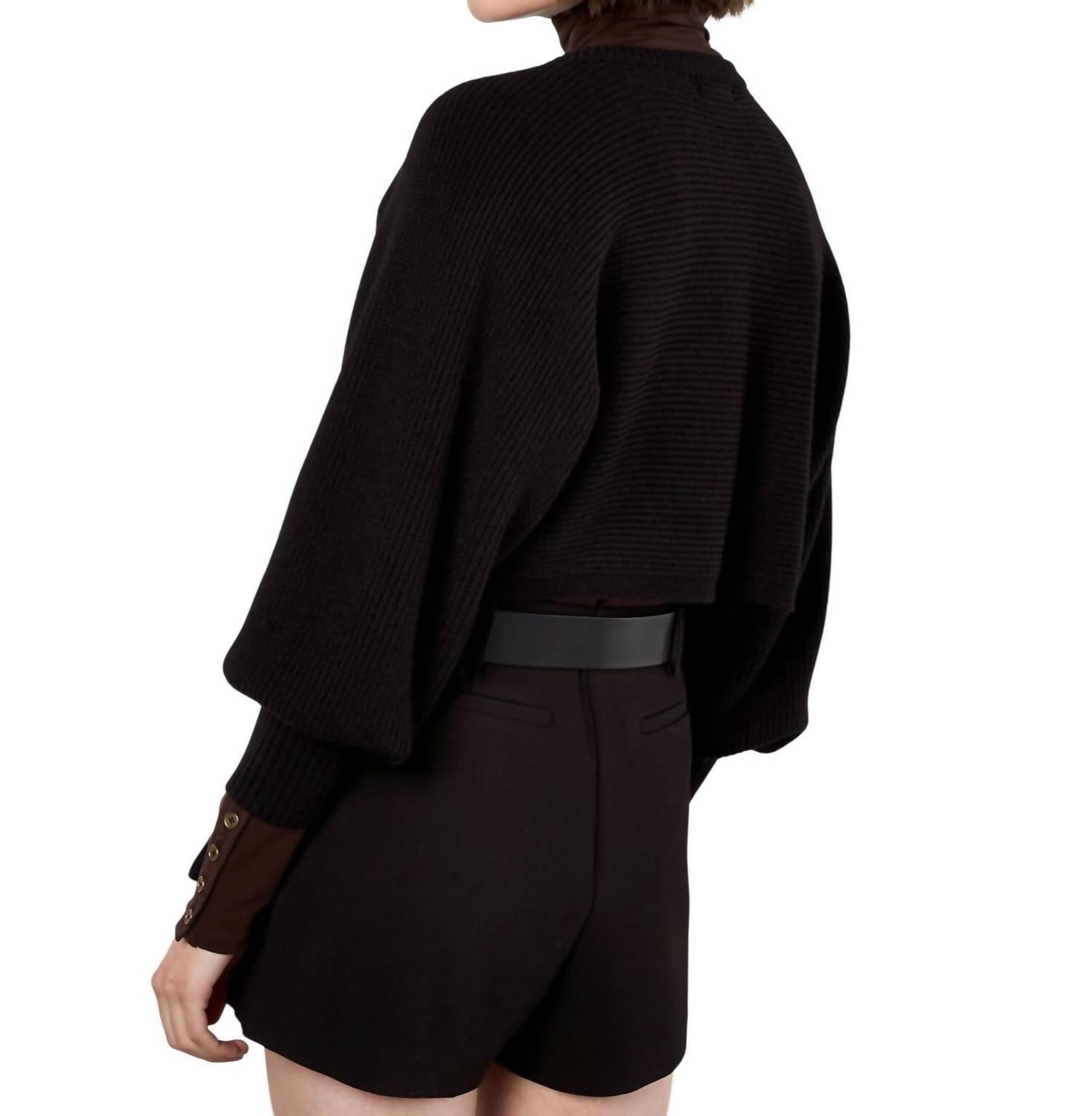 Apricot - Ribbed Batwing Cropped Cardigan