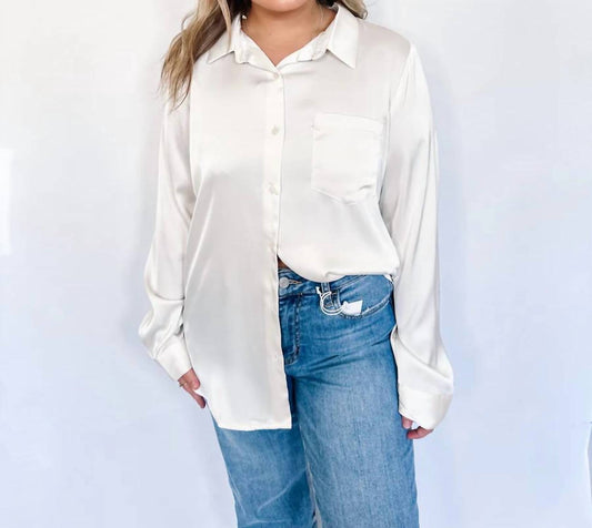 Skies Are Blue - Satin Button Up Top