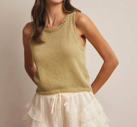 Listicle - Crochet Trim Knit Tank Top