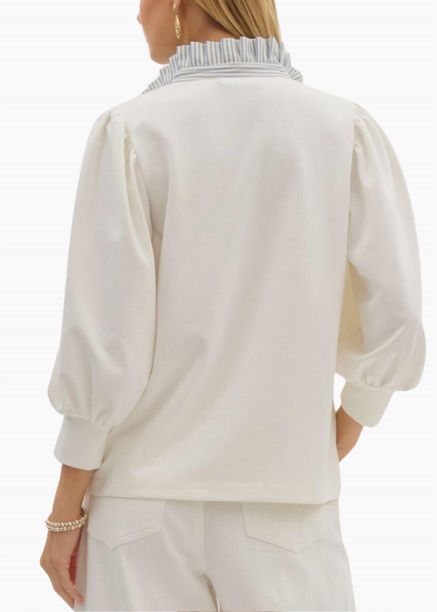 entro Beckham Pullover Top in white - women's blouse - detail view