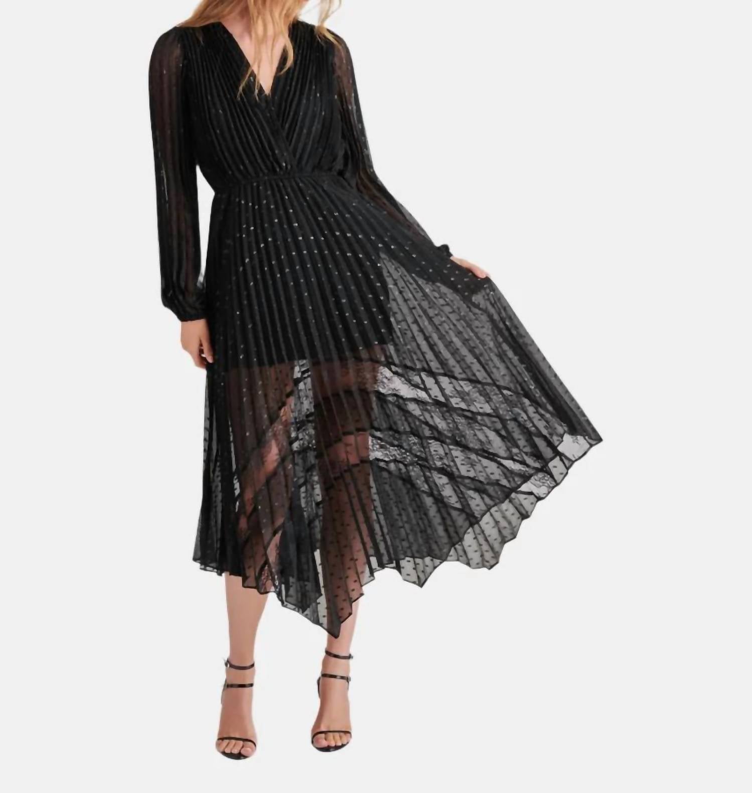 Steve Madden - Ari Lace Pleated Handkerchief Hem Dress