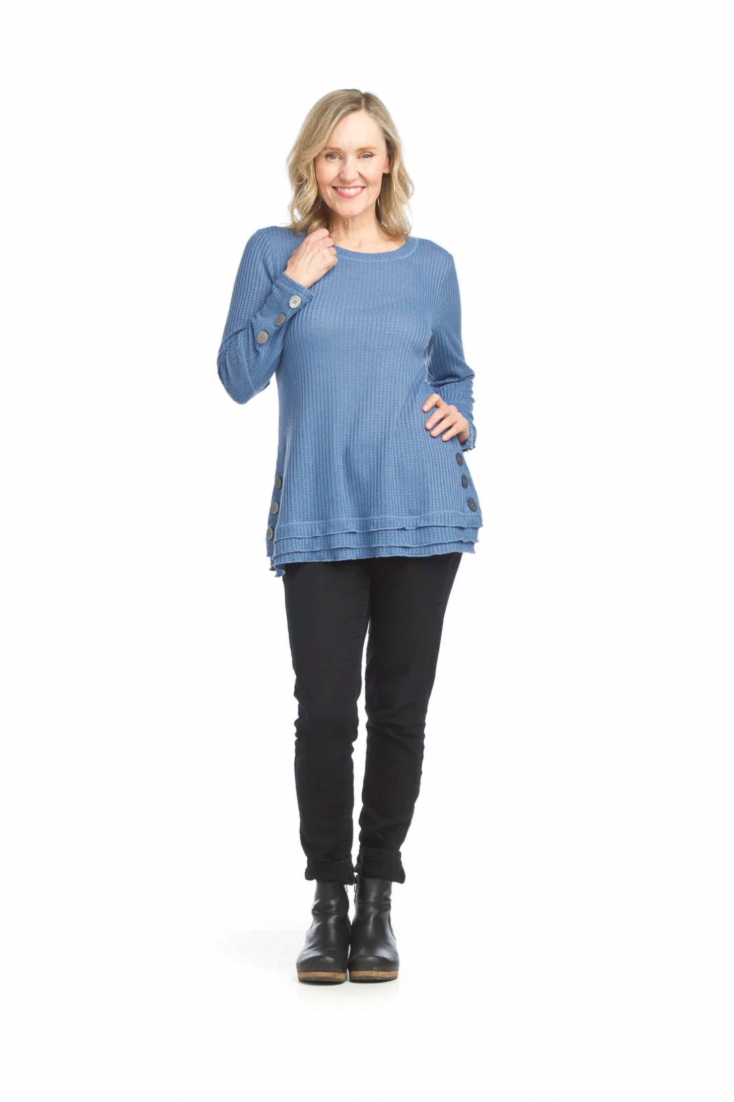 Papillon - Waffle Top With Button Detail