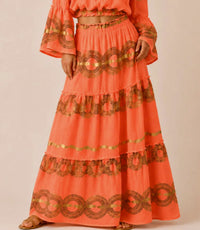 Mystery Resort - Corallia Top And Maxi Skirt Set