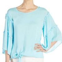 Coco + Carmen - Ruffle Sleeve Tie Front Blouse