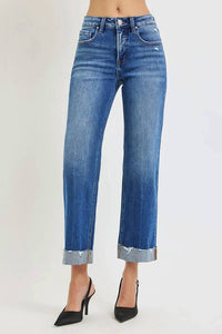 Risen - Tummy Control Mid Rise Wide Straight Jeans