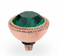 Qudo Women's Fabero Round Emerald 11mm Topper in green rosegold - women's jewelry