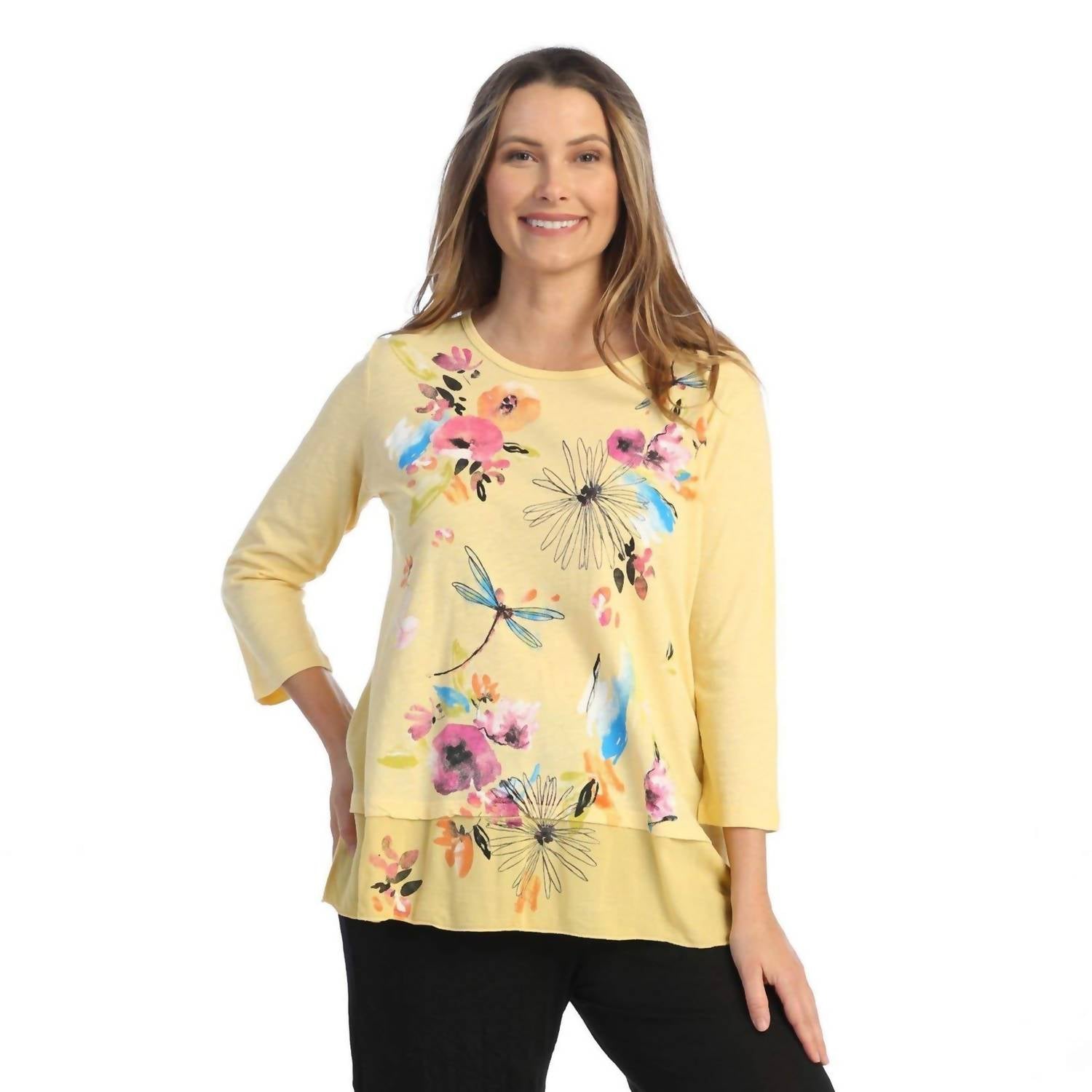 Jess & Jane - Clara Mineral Washed Cotton Georgette Contrast Top - Plus