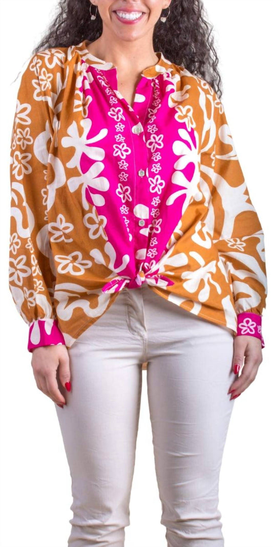 Gigi Moda - Two-Tone Aloha Print Shirt