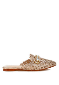 Exe - Women's Bedazzled Woven Mule Slides Shoe