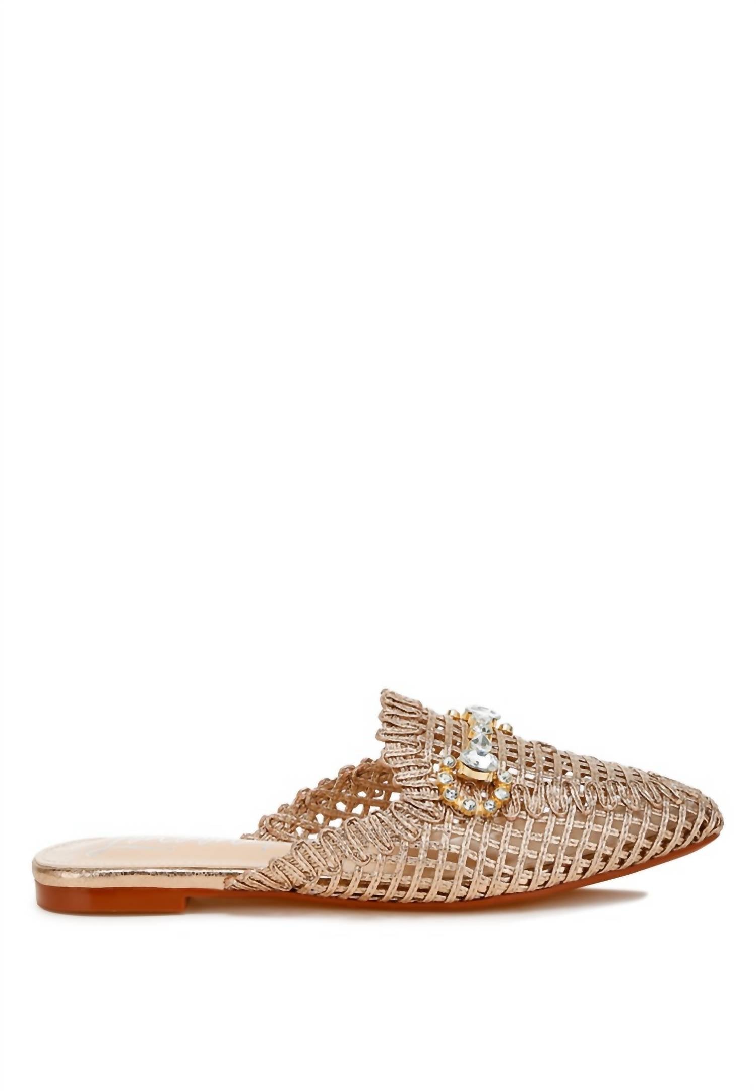 Exe - Women's Bedazzled Woven Mule Slides Shoe