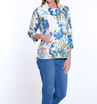 Multiples Cowl Neck Kangaroo Pocket Top in multi - women's blouse - alternate view