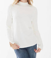 Fdj - Idina Ribbed Mock Neck Split Long Sleeve Top
