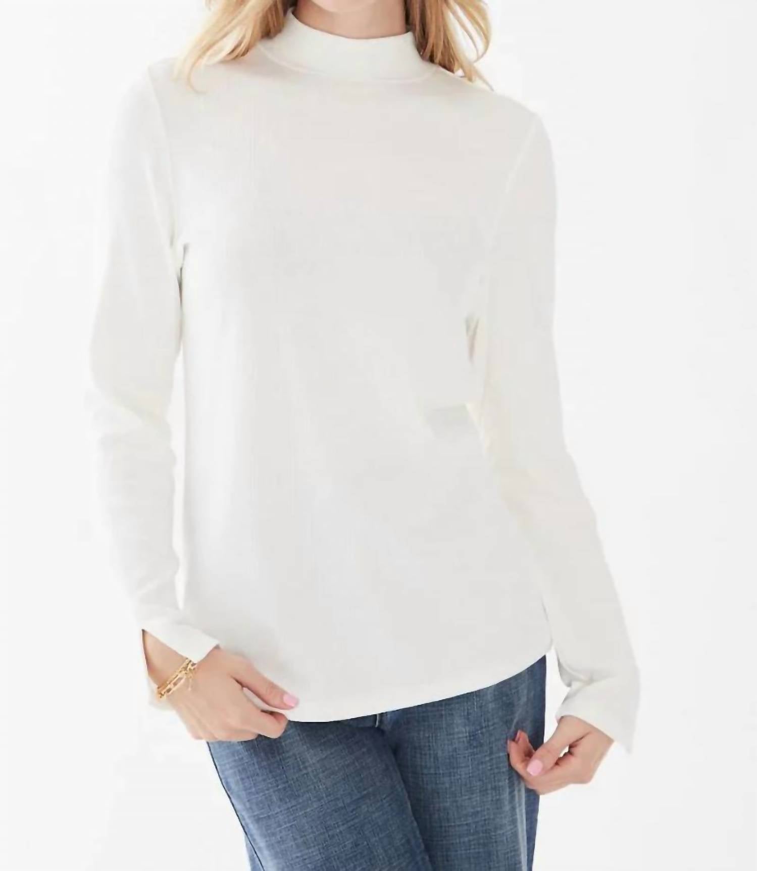Fdj - Idina Ribbed Mock Neck Split Long Sleeve Top