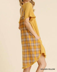 Umgee - Plaid Print Back Mini Dress