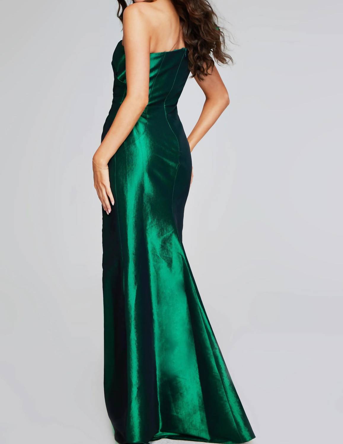Jovani - One-shoulder Gown With Large Floral Accent