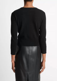 Vince Metal Button Cardigan in black 1 - women's cardigan - alternate view