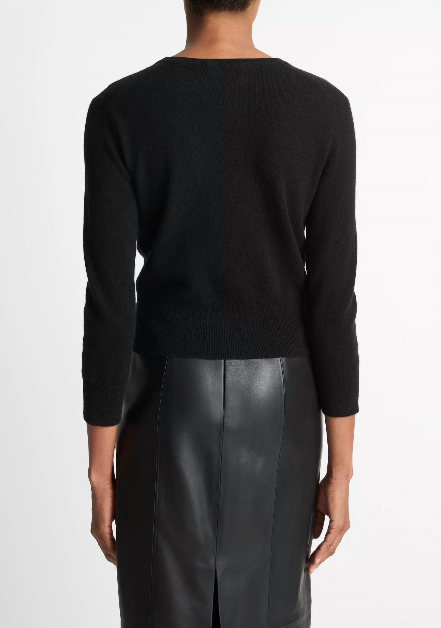 Vince Metal Button Cardigan in black 1 - women's cardigan - alternate view