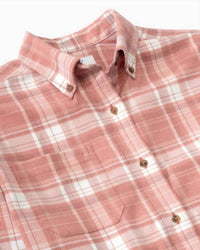 SOUTHERN TIDE Flannel Intercoastal Avondale Plaid Heather Sportshirt in dusty coral - men's shirt - detail view